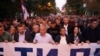 Bosnian Serb protesters march against the allegedly rigged vote in Banja Luka on October 6.