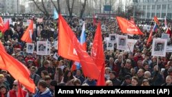 A protest against the construction of a waste dump in northwestern Russia in April