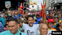 Demonstrație de sprijin pentru Delcy Rodriguez, președinta interimară a Venezuelei, ca și pentru președintele înlăturat de la putere Nicolas Maduro, luni, 5 ianuarie, la Caracas.