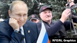 Vladimir Putin și Alexandr Lukașenka (colaj)