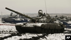 Российские танки в Ростовской области, январь 2022 года