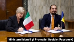 Miniștrii Muncii și Protecției Sociale din Italia (Marina Elvira Calderone) și din R. Moldova (Alexei Buzu) semnează Declarația de Intenție pentru extinderea Acordului bilateral de securitate socială dintre cele două țări, 26 septembrie 2024, Roma, Italia.