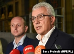 Milan Knežević i Andrija Mandić koji na predstojećim izborima predvode dvije partije, koje su bile dio nedavno rasformiranog Demokratskog fronta.