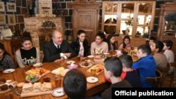 Armenia -- President Armen Sarkissian meets with children from socially vulnerable families, Gyumri, December 7, 2019.