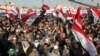 Sunni Muslims take part in an antigovernment demonstration at the Sunni Umm Al-Qura Mosque in Baghdad on January 11.