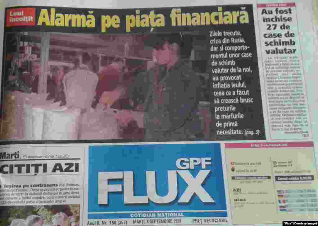 &quot;Flux&quot;, 8 septembrie 1998, devalorizarea leului şi scumpirile de la piaţă