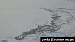 Қазақстандағы тасуы мүмкін өзендердің бірі. 2026 жылдың наурызы. ТЖМ таратқан сурет.