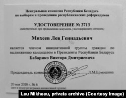 Пасьведчаньне Льва Міхеева, сябра ініцыятыўнай групы Віктара Бабарыкі