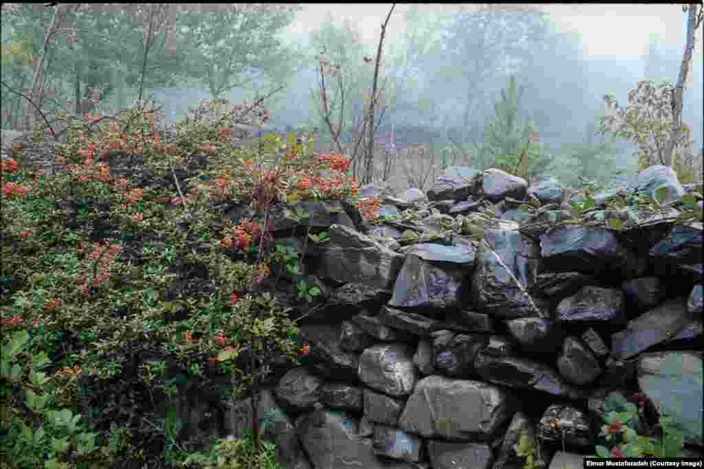 Azerbaijan. Shaki. Last fog in people's Shaki recreation zone