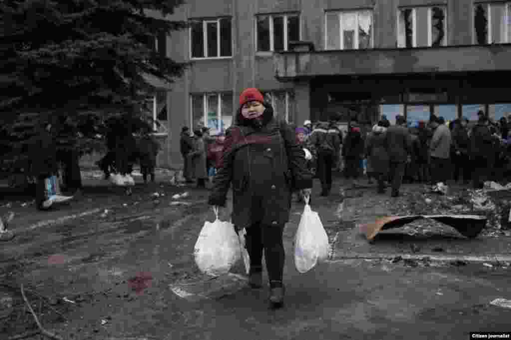 Debaltsevo township, Donetsk region, Ukrain. The territory is under ukranian control. The center of distribution of humanitarian aid in a former city hall.
