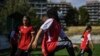 Players of Afghanistan&#39;s girls&#39; national soccer team attend a training session in Odivelas on the outskirts of Lisbon on September 30.&nbsp;