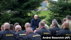 BELARUS -- Belarusian President Alyaksandr Lukashenka speaks during a meeting with the leadership of power structures and law enforcement in Minsk, August 21, 2020