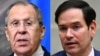 (COMBO) This combination of pictures created on February 17, 2025 shows (L-R) Russia's Foreign Minister Sergei Lavrov in Moscow on January 21, 2025 and US Secretary of State Marco Rubio in Guatemala City on February 5, 2025.
