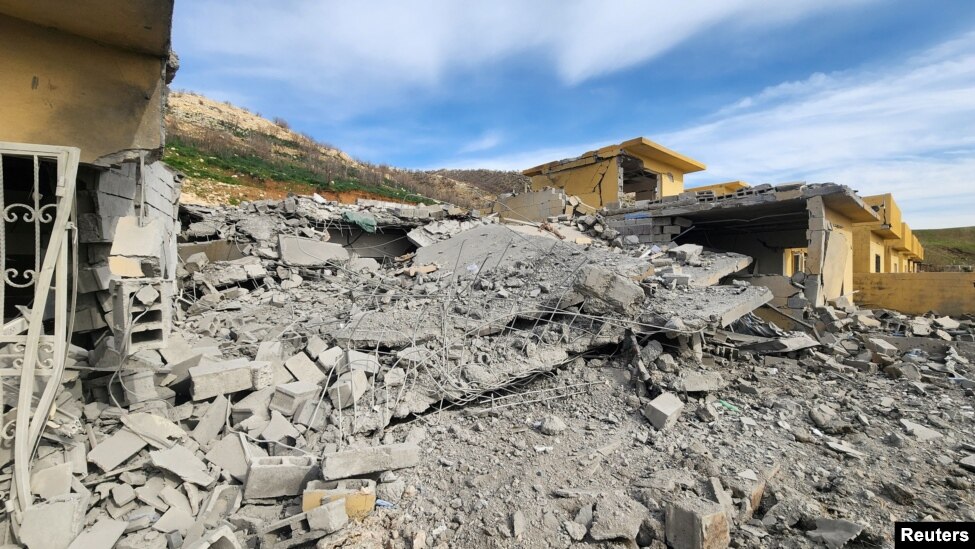 Ndërtesat e shkatërruara të një grupi kurd iranian në rajonin e Kurdistanit, të cilat thuhet se u goditën nga një dron iranian në fillim të marsit.