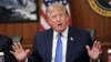 US President Donald Trump speaks during a Cabinet meeting at Camp David in Maryland on July 31.