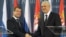 Serbian President Boris Tadic (R) with his Russian counterpart Dmitry Medvedev in Belgrade