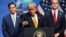 Госсекретарь США Марко Рубио и министр финансов Скотт Бессент слушают выступление президента США Дональда Трампа перед журналистами во второй день саммита лидеров стран НАТО в Анкаре. 8 июля 2026 года