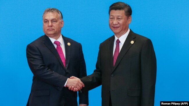 Hungarian Prime Minister Viktor Orban (left) meets with Chinese President Xi Jinping at a Belt and Road Initiative forum in 2019.