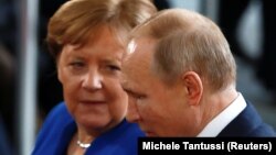 Канцлер Германии Ангела Меркель и президент России Владимир Путин. Берлин, январь 2020 года