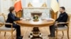 Ukrainian President Volodymyr Zelenskyy meets with Moldovan President Maia Sandu in Kyiv on January 25.