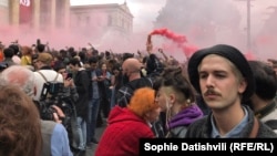 Street protests in Tbilisi earlier this month were sparked by police raids on two popular nightspots -- Club Bassiani and Café Gallery.