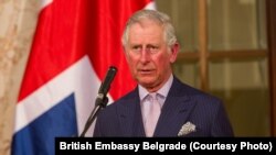 Charles, Prince of Wales, speaks in the Serbian parliament in Belgrade on March 17.
