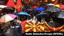 Macedonia-Protest against the constitutional changes in front of the Parliament 