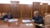 Зустріч ватажка угруповування «ДНР» Дениса Пушиліна (зліва) та лідера Кремля Володимира Путіна (справа) у Москві, 5 липня 2025 року