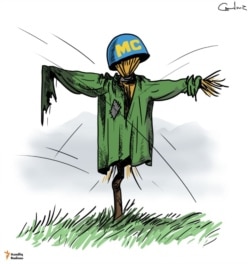 Peacekeeper scarecrow in Karabakh