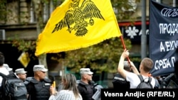 Protest desnice uoči Parade ponosa u Beogradu, septembar 2017. godine, fotoarhiv