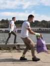 BELGRADE SERBIA Plogging (video grab)