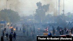 Иракта өкмөткө каршы наарызылык акциясына чыкандар. 20-январь, 2020-жыл. Багдад. 