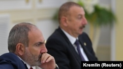 TURKMENISTAN -- Armenian Prime Minister Nikol Pashinian and Azerbaijani President Ilham Aliyev attend a meeting of heads of the Commonwealth of Independent States (CIS) in Ashgabat, October 11, 2019.