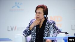 Iranian lawyer and human rights defender Shirin Ebadi attends the 13th World Summit of Nobel Peace Laureates in Warsaw on October 21. 