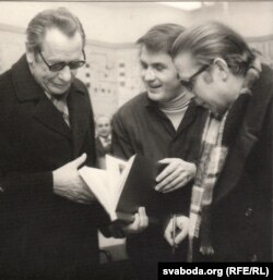 1 сакратар ЦК КПБ Пётра Машэраў і Рыгор Вячорка (справа) у ГДР, 1977 год.