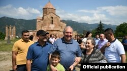 Armenia -- President Armen Sarkissian (C) visits the village of Odzun in Lori province, July 20, 2019.
