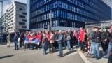 Serbia--Belgrade--A group of unknown people is blocking the entrance to the N1 in Belgrade, March 13, 2025.