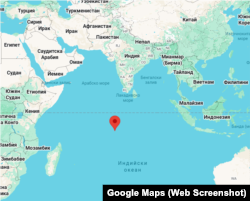 Остров Диего Гарсия е отбелязан с червено на картата.