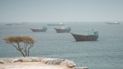 Vessels are seen sailing through the Strait of Hormuz at Musandam, Oman, on May 20.
