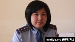 Карлыгаш Семжанова, инспектор Каратауского отделения полиции города Шымкента. 24 апреля 2017 года.