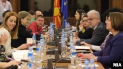 Macedonia - Parliament Speaker Talat Xhaferi meets with journalists - 27Feb2019