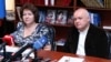 Armenia - Deputy parliament speaker Hermine Naghdalian and controversial Russian TV host Dmitry Kiselyov (R) at a meeting in Yerevan, 11Jun2014.