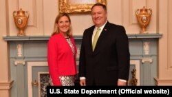 U.S. Undersecretary of State Andrea Thompson (left) and U.S. Secretary of State Mike Pompeo (file photo)