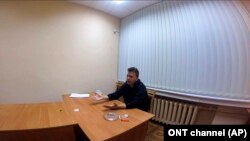 BELARUS -- Journalist Raman Pratasevich speaks in a video from a detention center in Minsk, broadcat by the state-controlled ONT channel on June 2, 2021