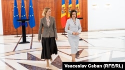 Șefa politicii externe UE, Kaja Kallas, în vizită la Chișinău pe 8 mai 2026, cu președinta Maia Sandu.