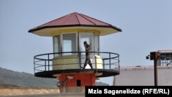 A guard tower at Tbilisi Prison No 8 in Tbilisi, where the abuses in the secretly made video were said to have taken place