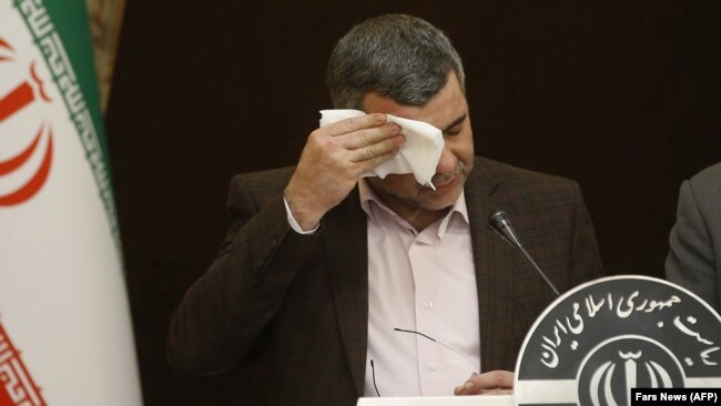 Заместитель министра здравоохранения Ирана Ираж Харирчи на пресс-конференции в Тегеране. 24 февраля 2020 года.