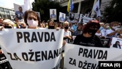 Protest u Sarajevu povodom pete godišnjice od stradanja Dženana Memića. September 11, 2021.