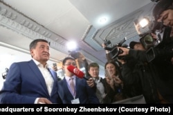 Sooronbai Jeenbekov, a 58-year-old political ally of incumbent President Almazbek Atambaev, votes in Bishkek.