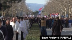 Sa protestne litije SPC-a u Podgorici, 29. februar 2020.
